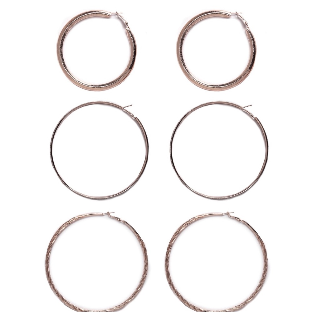 š„Fashion Nova Rose Gold Hoop Earrings Set - Picture 2 of 3